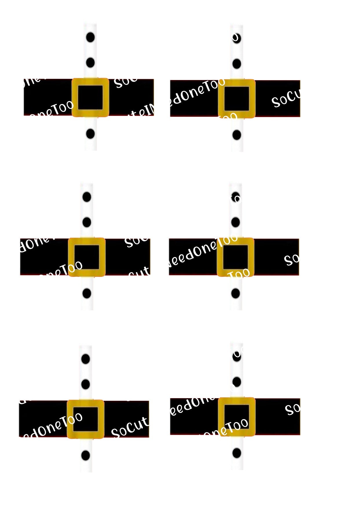 Santa's Belt & Buttons 3 x 3 on Clear or White Waterslide Paper & Ready To Use - SoCuteINeedOneToo
