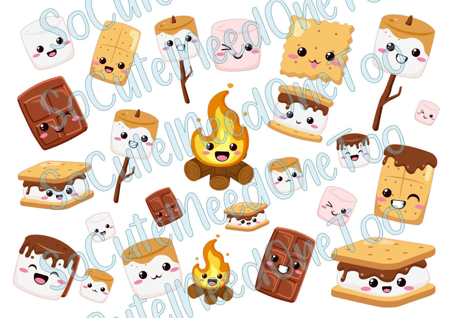 Smores on Clear/White Waterslide Paper Ready To Use - SoCuteINeedOneToo