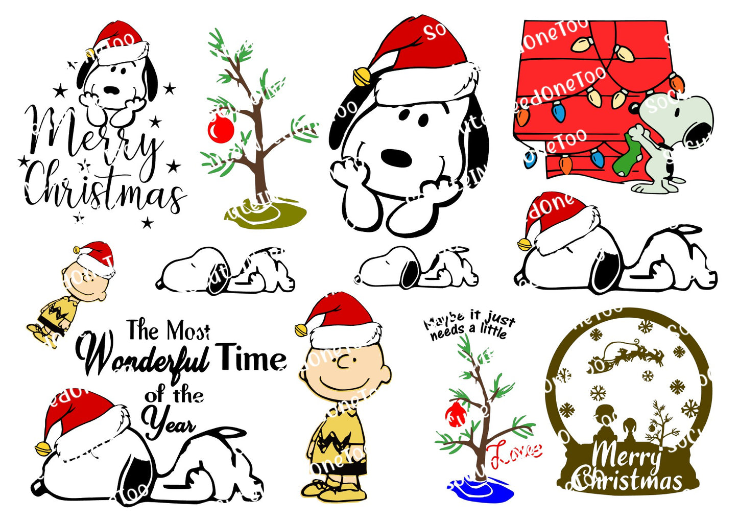 Snoopy Christmas Waterslide Decals