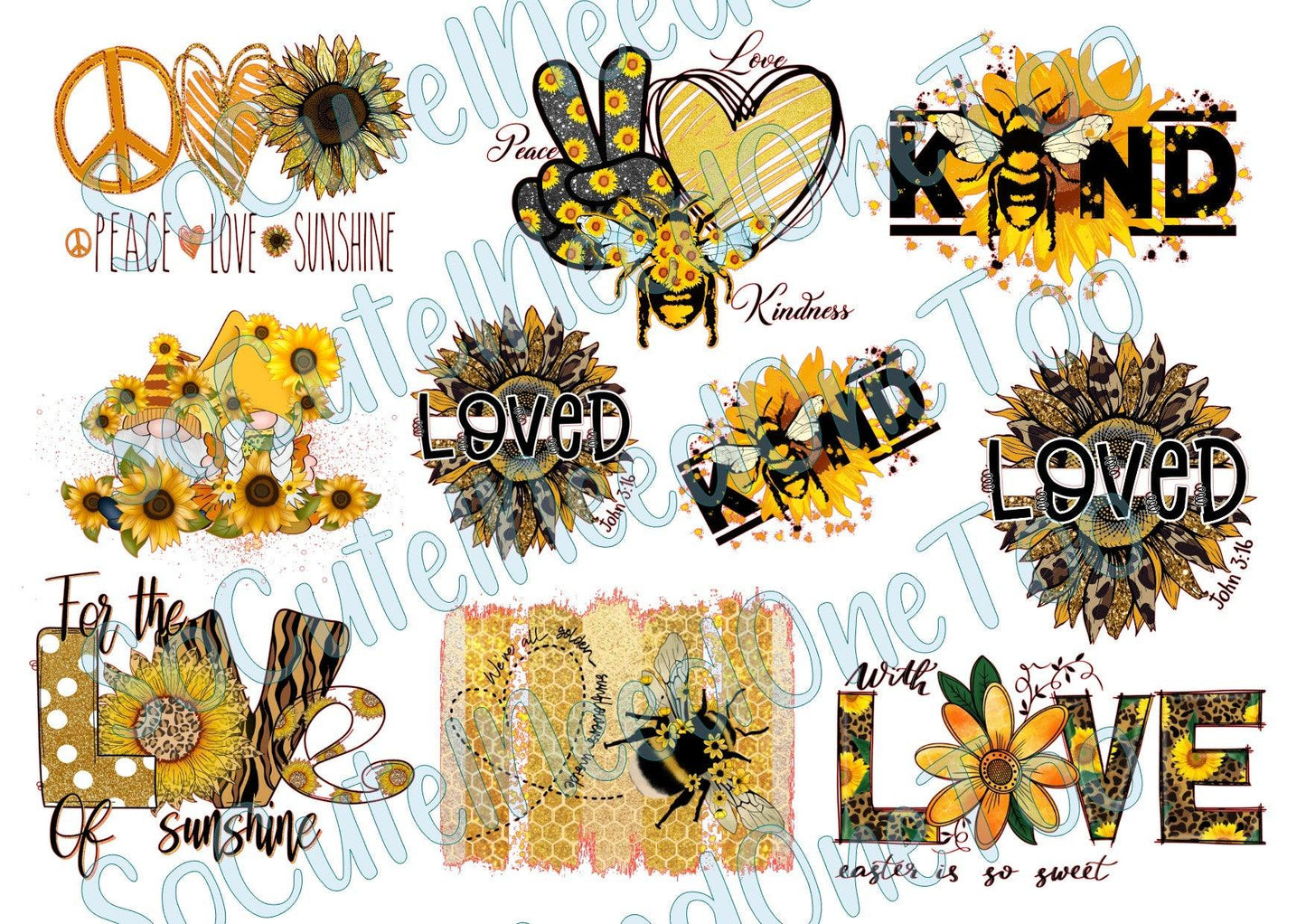 Sunflower #10 on Clear/White Waterslide Paper Ready To Use - SoCuteINeedOneToo