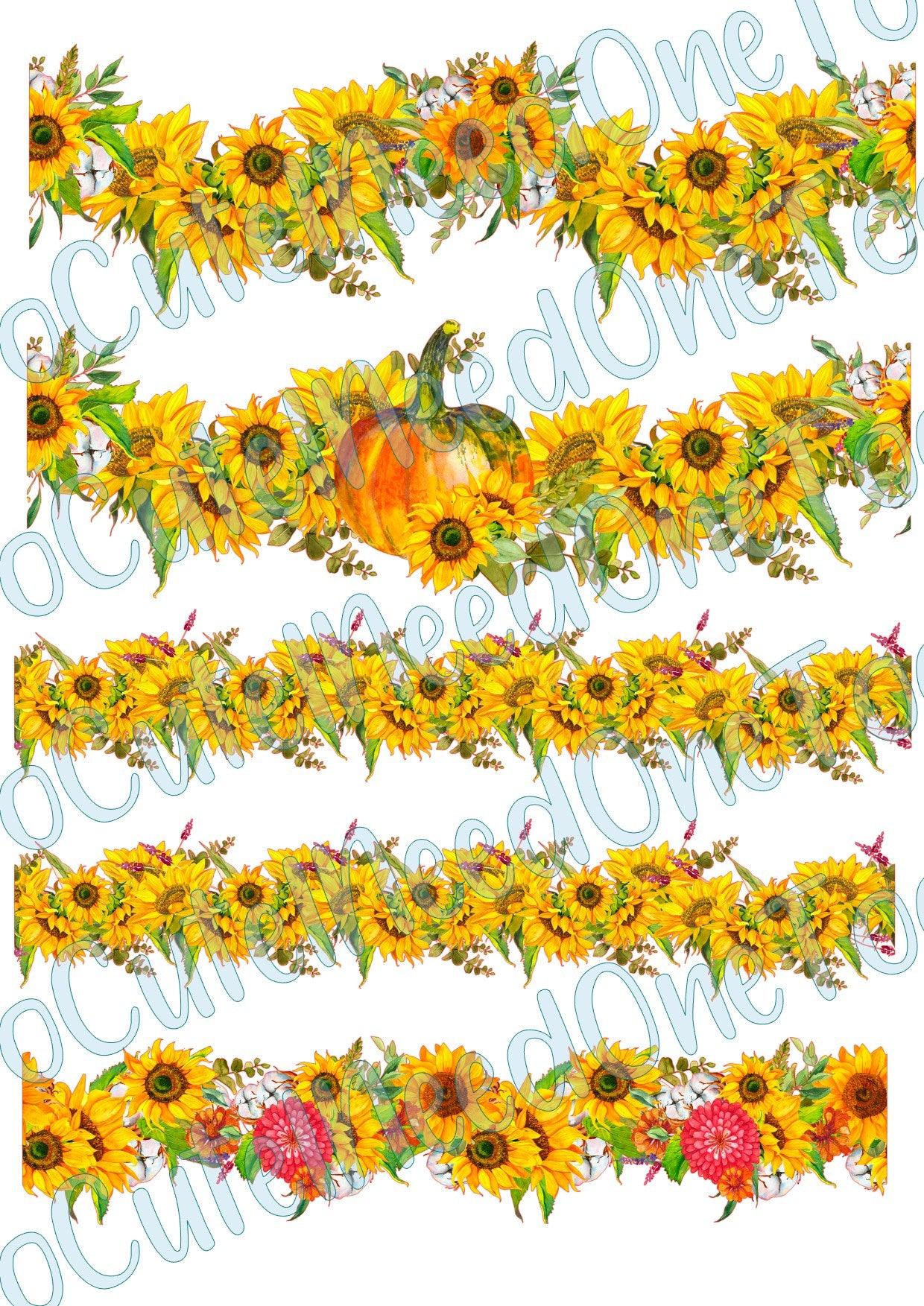 Sunflower Boarders on Waterslide Paper - SoCuteINeedOneToo
