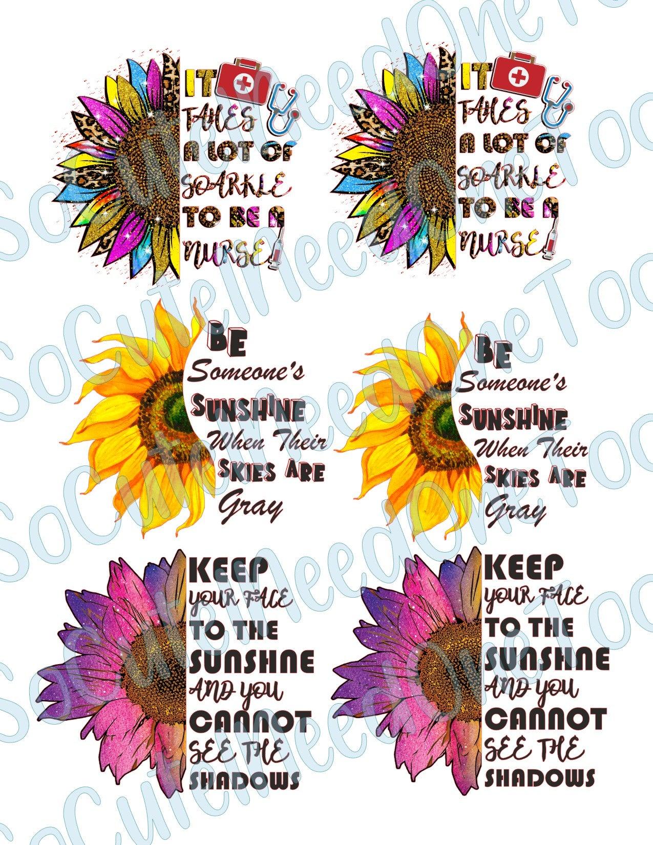 Sunflower - It Takes A Lot Sparkle- on Clear/White Waterslide Paper Ready To Use - SoCuteINeedOneToo
