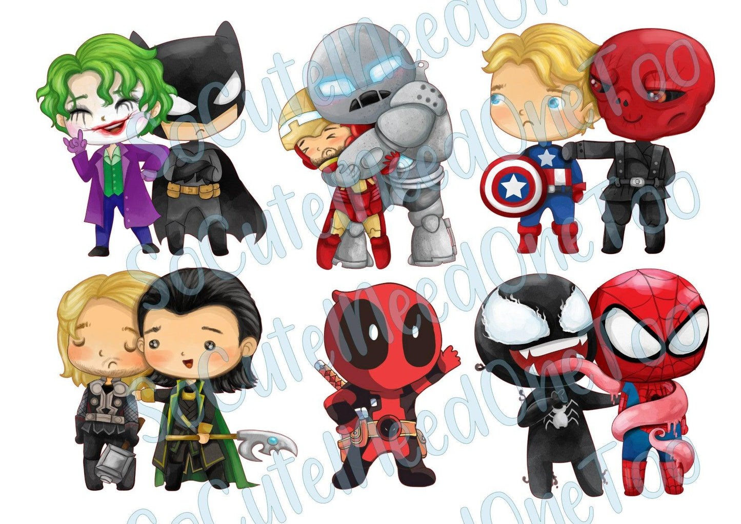 Superhero Cartoon on Clear/White Waterslide Paper Ready To Use - SoCuteINeedOneToo