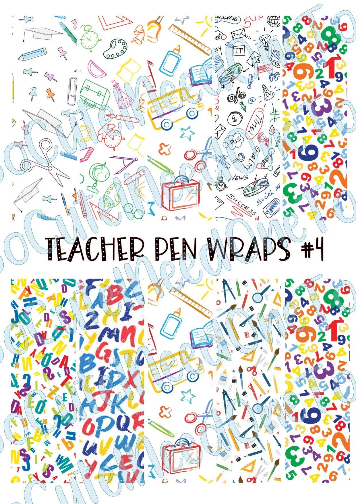 Teacher Pen Wraps on Clear/White Waterslide Paper Ready To Use - SoCuteINeedOneToo