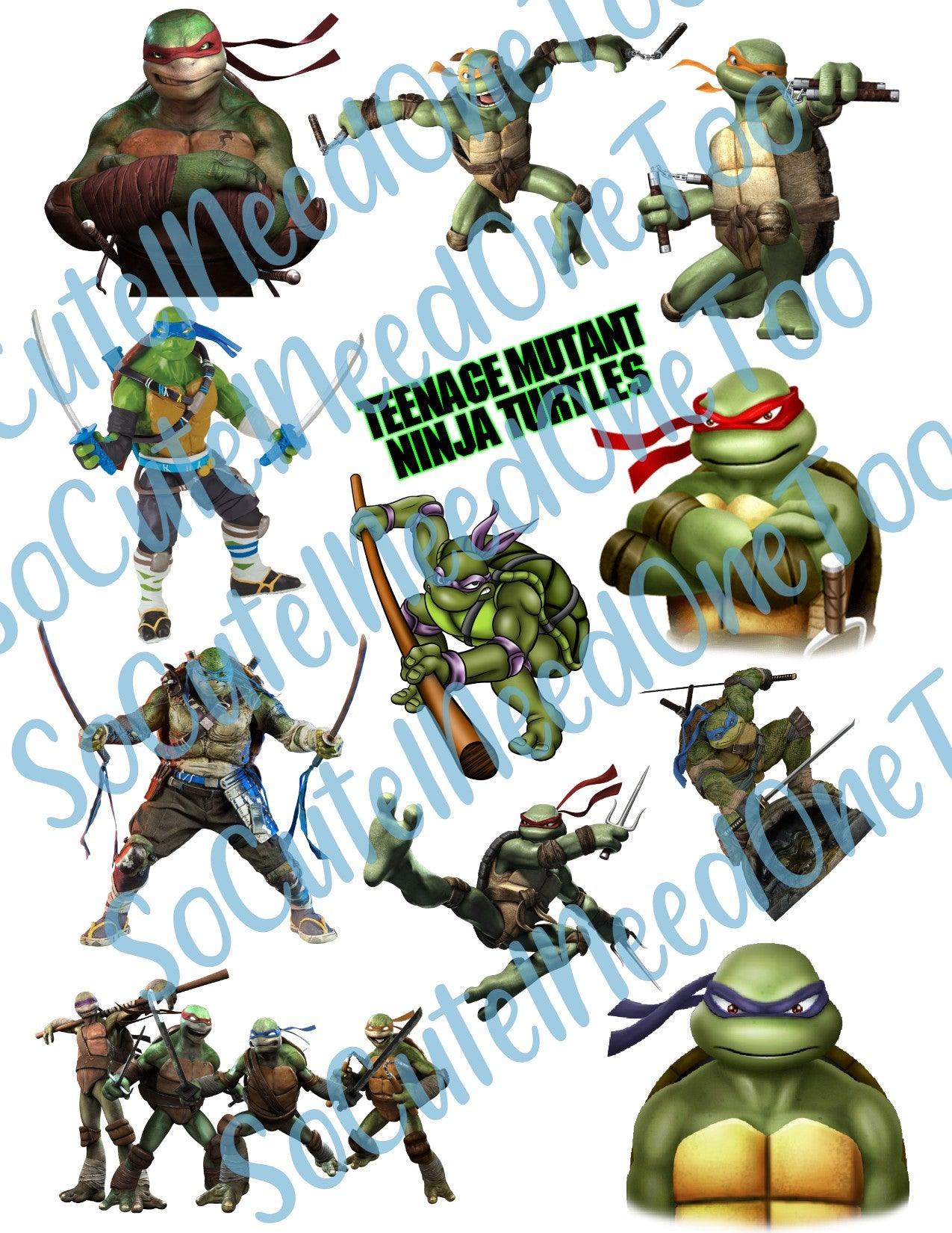 Teenage Mutant Ninja Turtles #1 & #2 on Clear/White Waterslide Paper - Ready To Use - SoCuteINeedOneToo