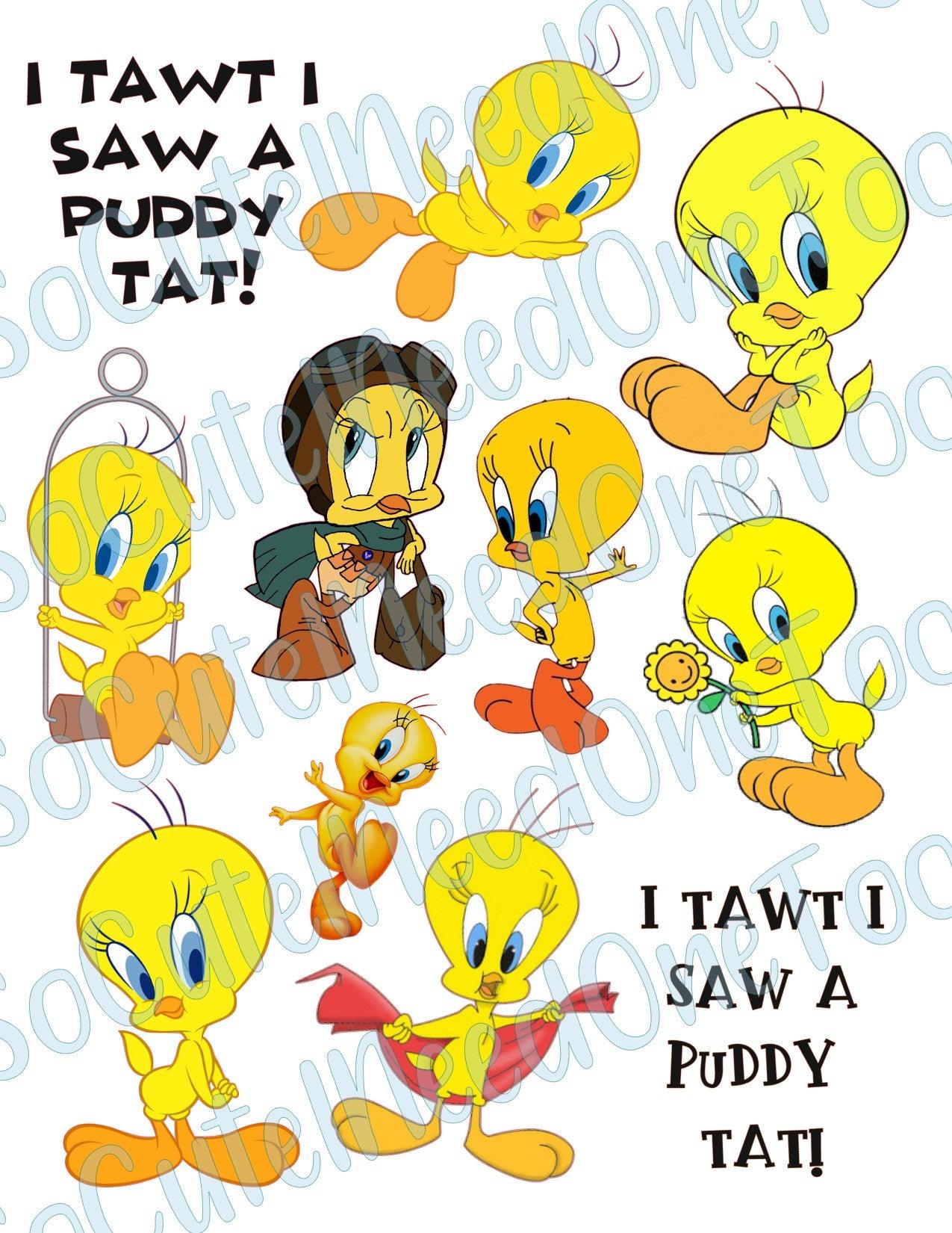 Tweety Bird on Clear/White Waterslide Paper Ready To Use - SoCuteINeedOneToo