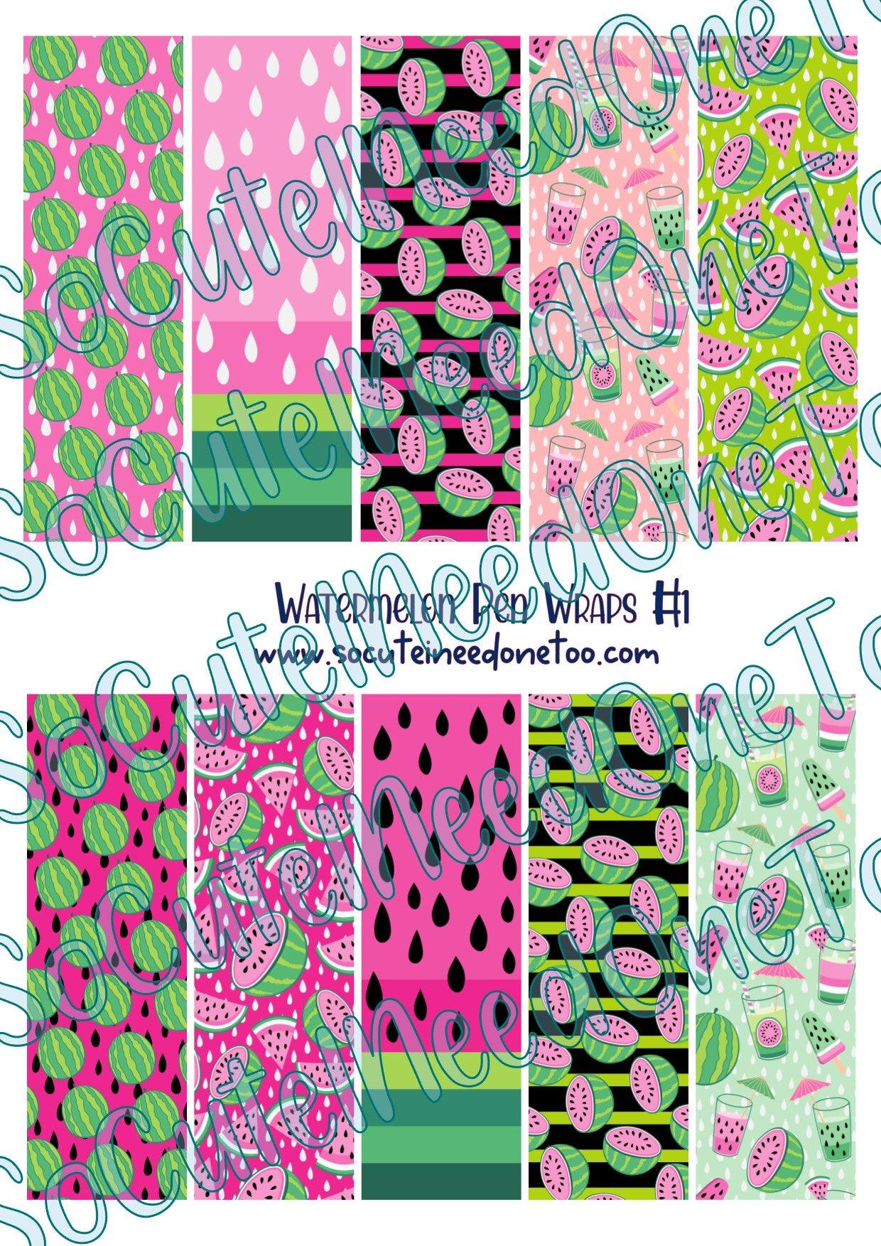 Watermelon Pen Wraps Waterslide Decals - SoCuteINeedOneToo