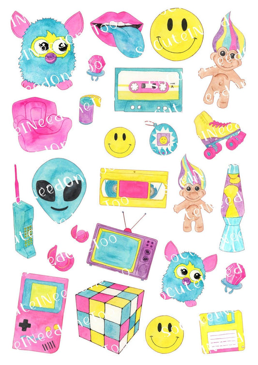 90's Theme Waterslide Decals - SoCuteINeedOneToo