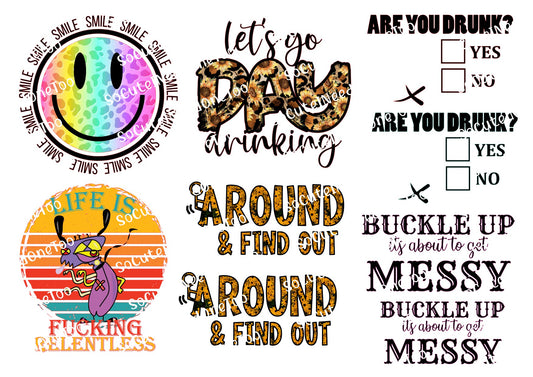 Adult Sayings - Smile Waterslide Decals - SoCuteINeedOneToo