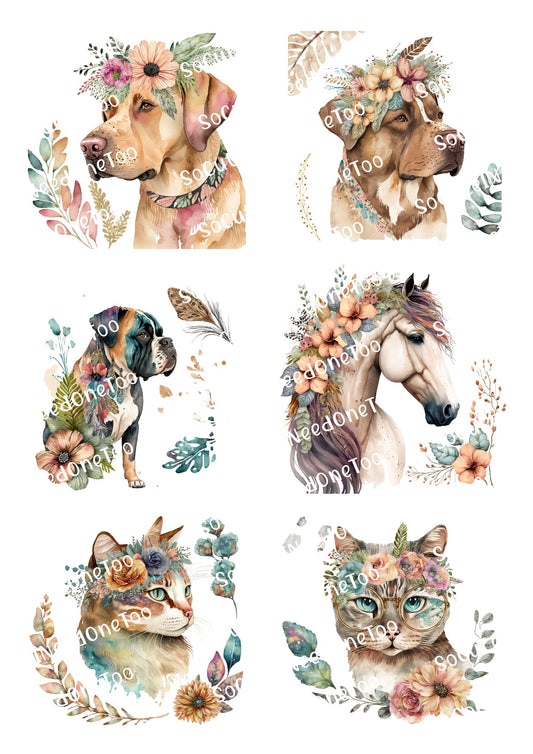 Animal_Portaits_Flower_Framed Waterslide Decals Socuteineedonetoo