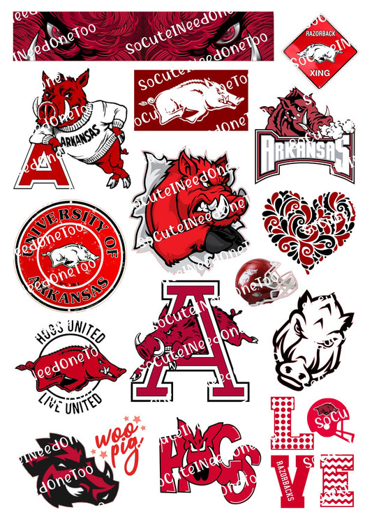 Arkansas Razorbacks Waterslide Decals SoCuteINeedOneToo