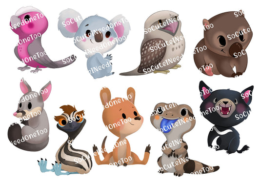 Australian Friends_2 Waterslide Decals Socuteineedonetoo