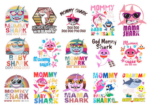 Baby Shark - Mommy & Grandma Shark Waterslide Decals