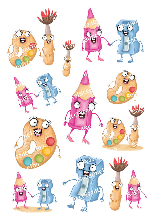 Back To School Supplies Waterslide Decals