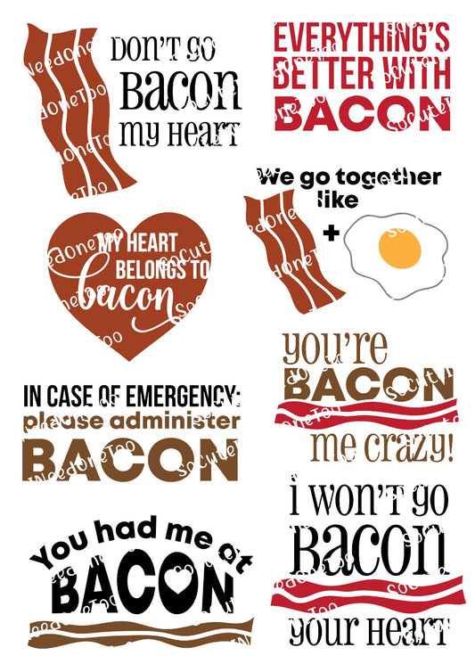Bacon My Heart Waterslide Decals - SoCuteINeedOneToo