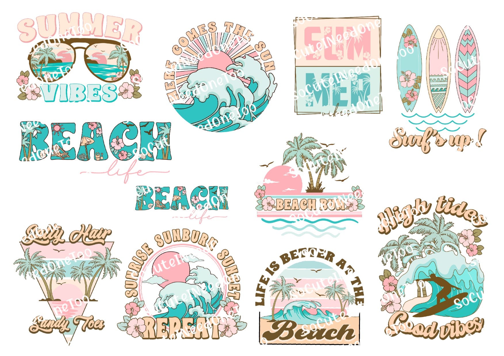 Beach - Retro Summer Waterslide Decals SoCuteINeedOneToo