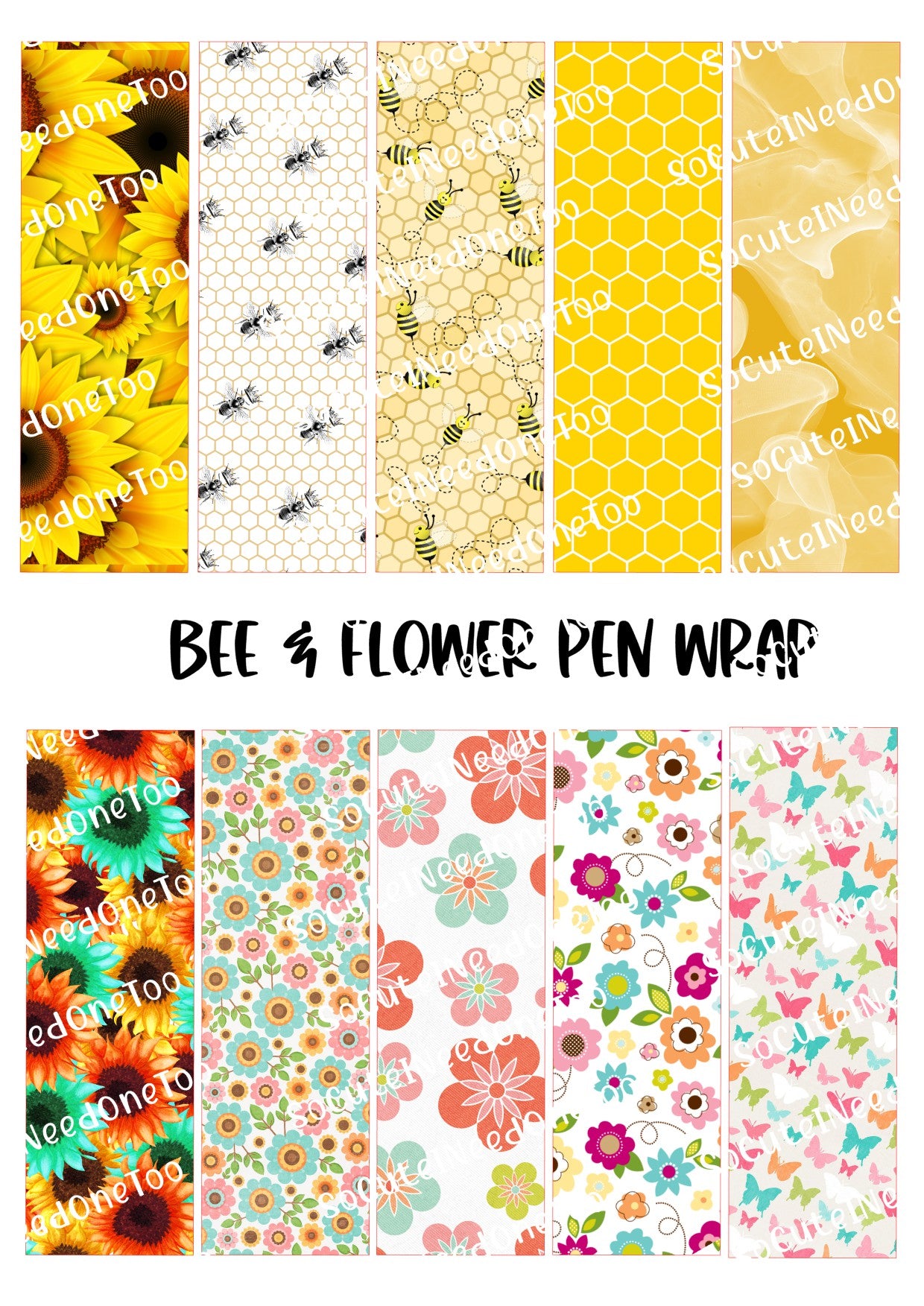 Bee & Flower PEN Waterslide Wraps - SoCuteINeedOneToo