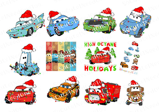 Cars Christmas Waterslide Decals