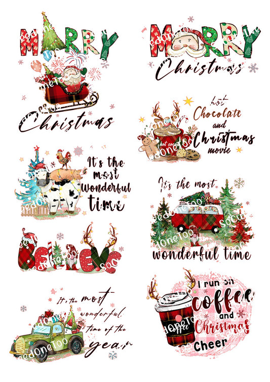 Christmas  Cows Waterslide Decals
