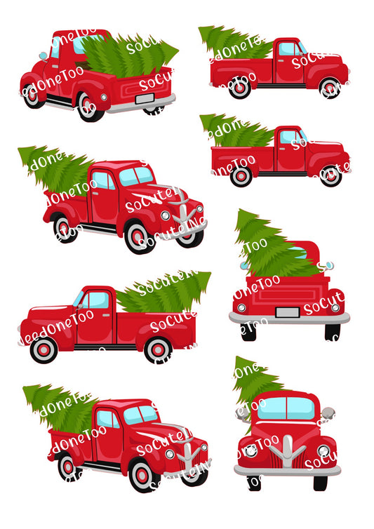 Christmas TRUCKS Waterslide Decals