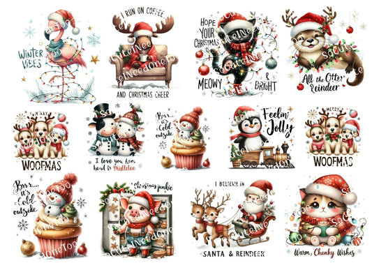 Christmas_Animals_Celebrating_1_waterslide decals socuteineedonetoo