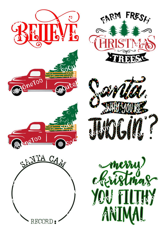 Christmas Truck Waterslide Decals