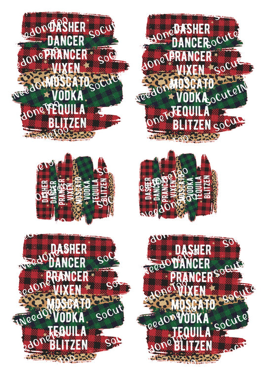 Dasher, Dancer & Vodka Waterslide Decals