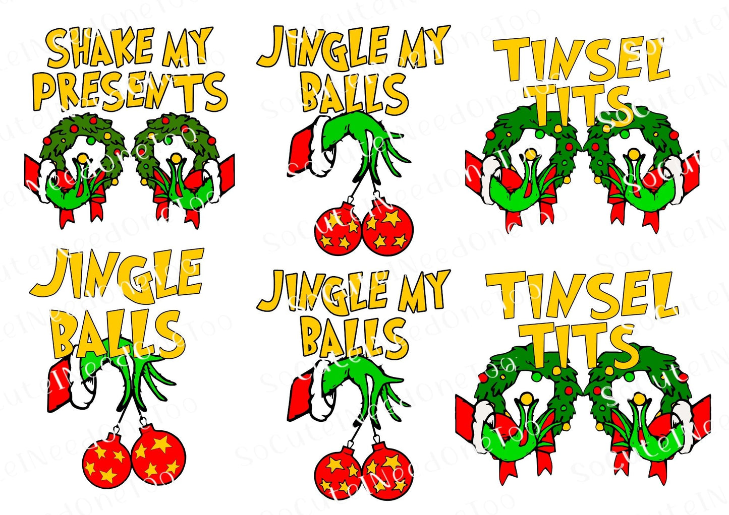 Grinch Tinsel Tits Waterslide Decals
