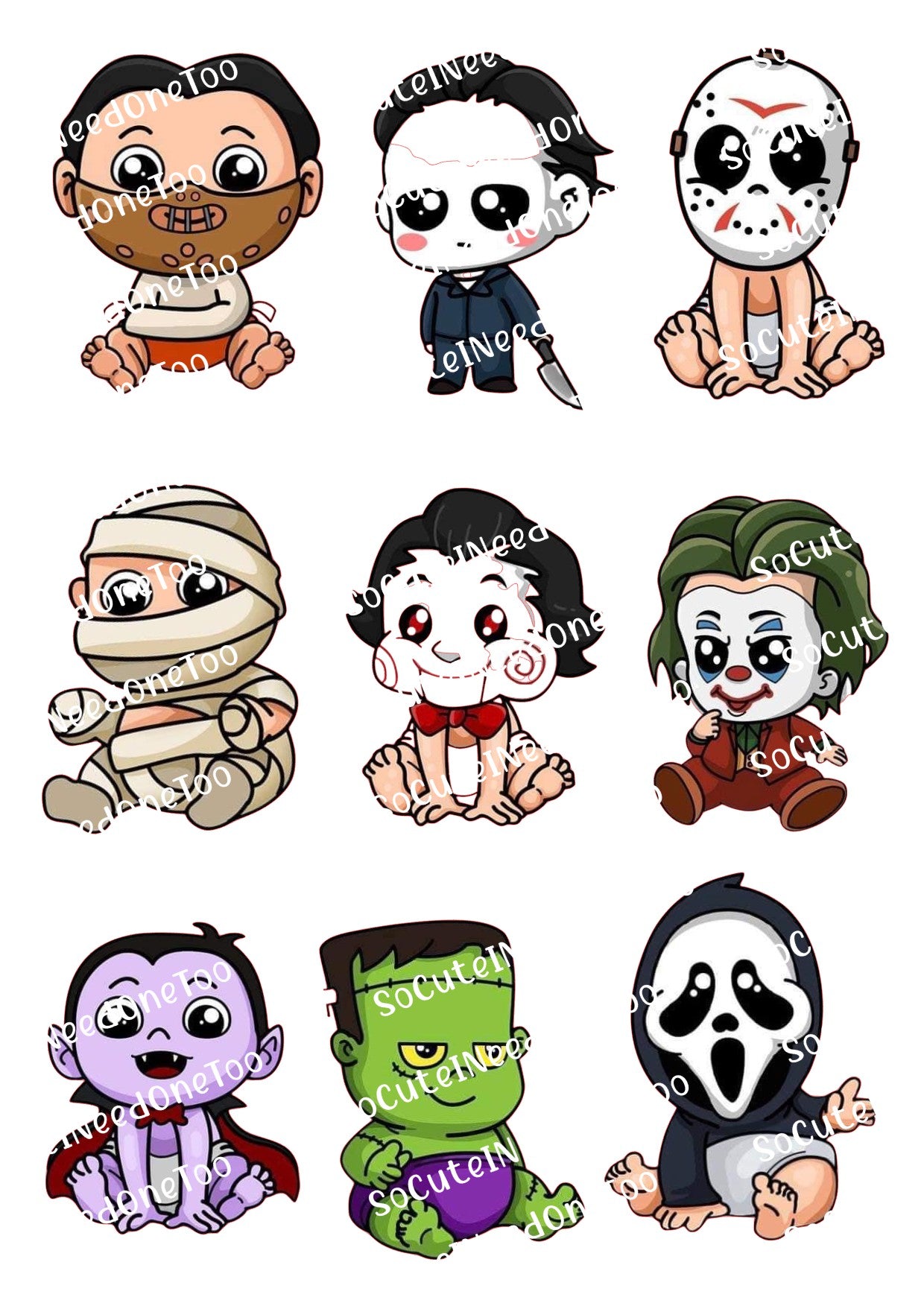 Horror - Baby Killers -  Waterslide Decals - SoCuteINeedOneToo