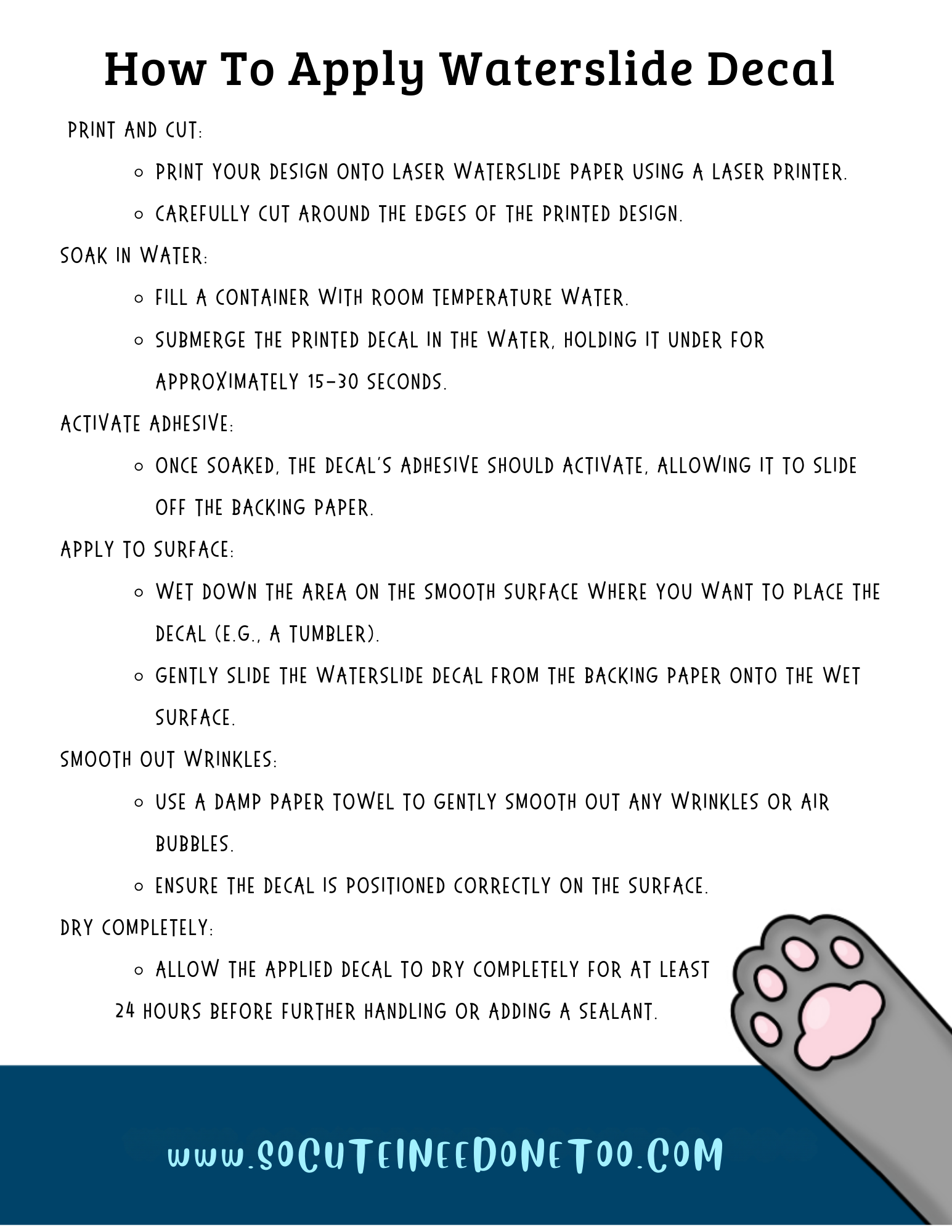 How to apply waterslide decals Socuteineedonetoo