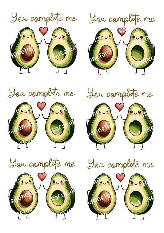 Avocado & Rubik's Cube You Complete Me - Waterslide Decals - SoCuteINeedOneToo