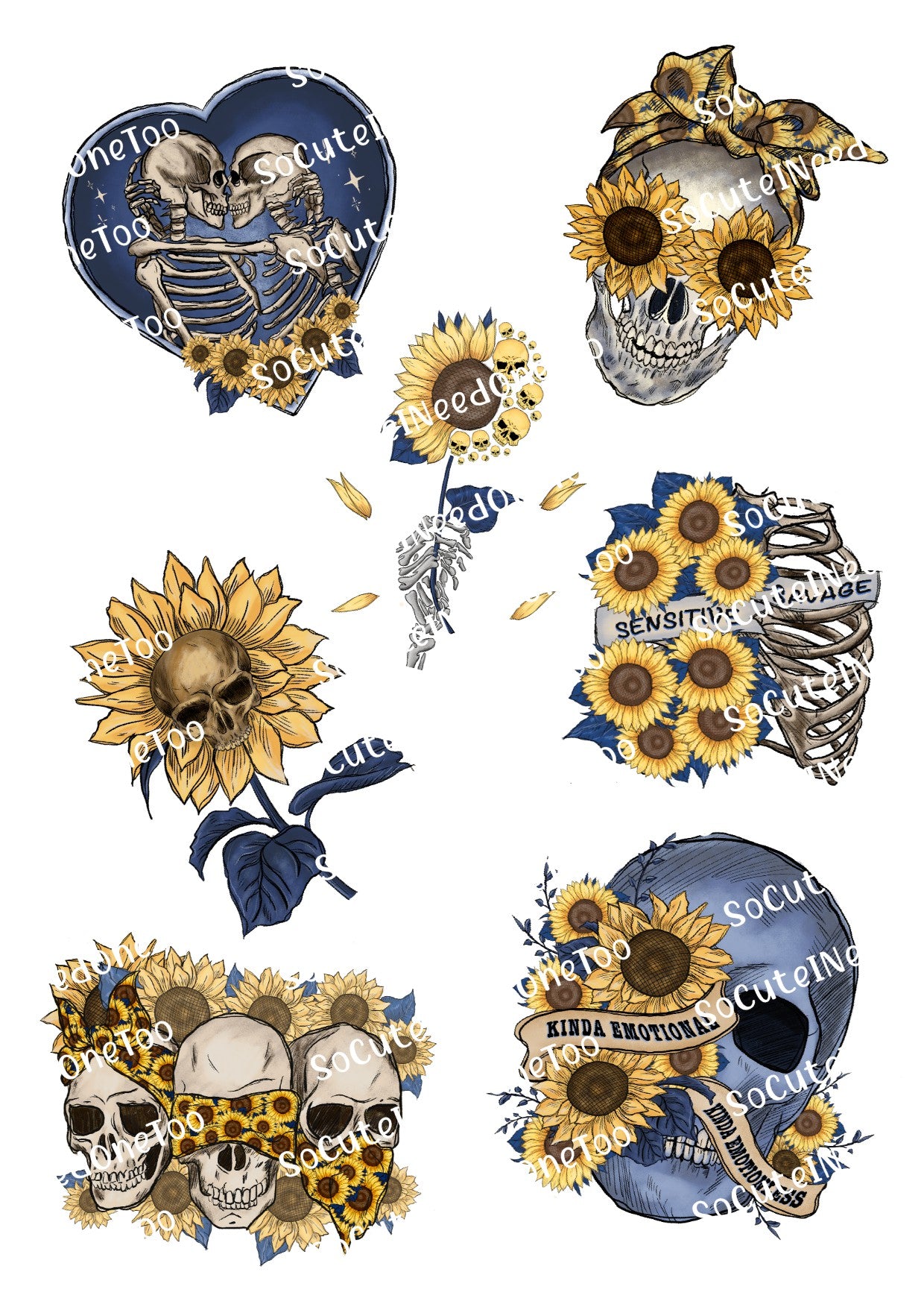 Valentine's Day - Blue Skeleton Decals - SoCuteINeedOneToo