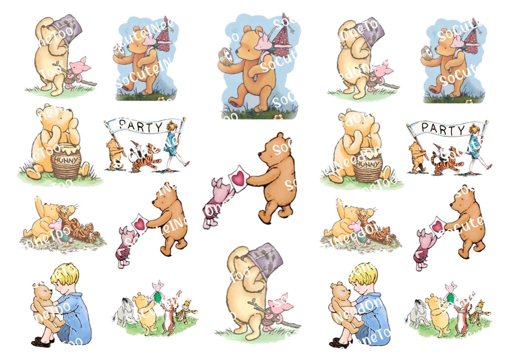 Winnie The Pooh - SM VintageWaterslide Decals - SoCuteINeedOneToo