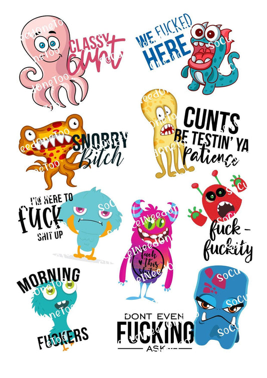Adult Cartoons Waterslide Decals - SoCuteINeedOneToo
