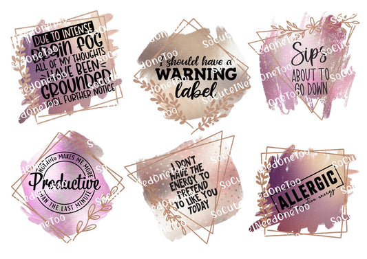 Adult Sayings Brain Fog Decals