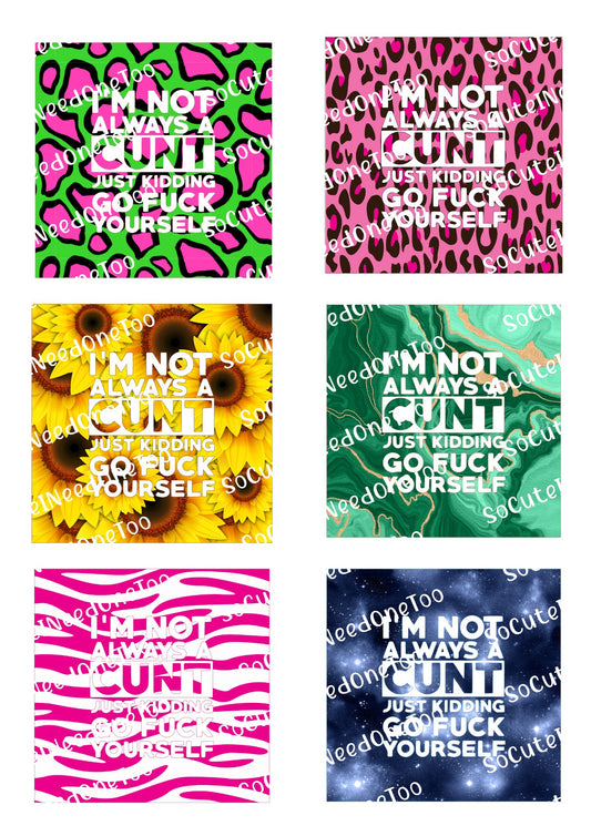 Adult Sayings I'm Not Always Waterslide Decals