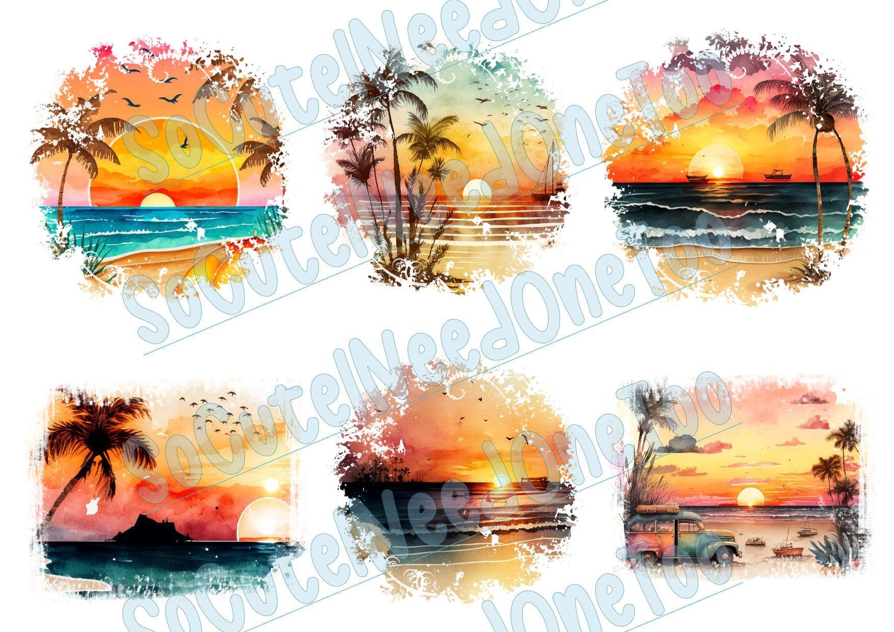 Beach Sunsets - Watercolor Waterslide Decals - SoCuteINeedOneToo