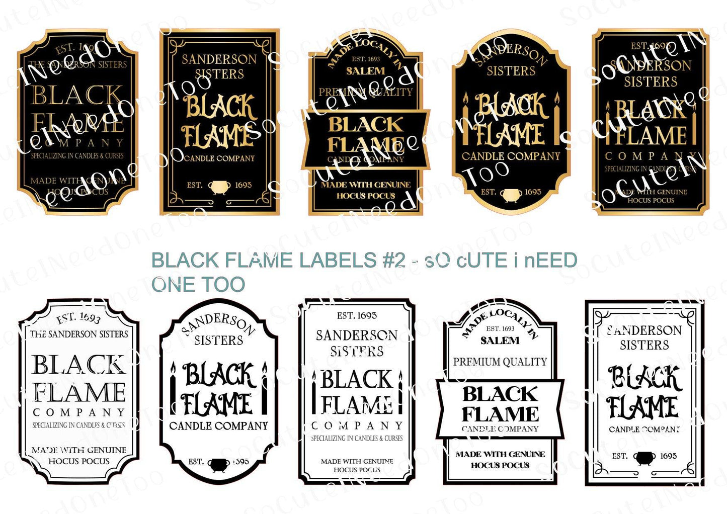 Black Flame Labels #2 Waterslide Decals - SoCuteINeedOneToo