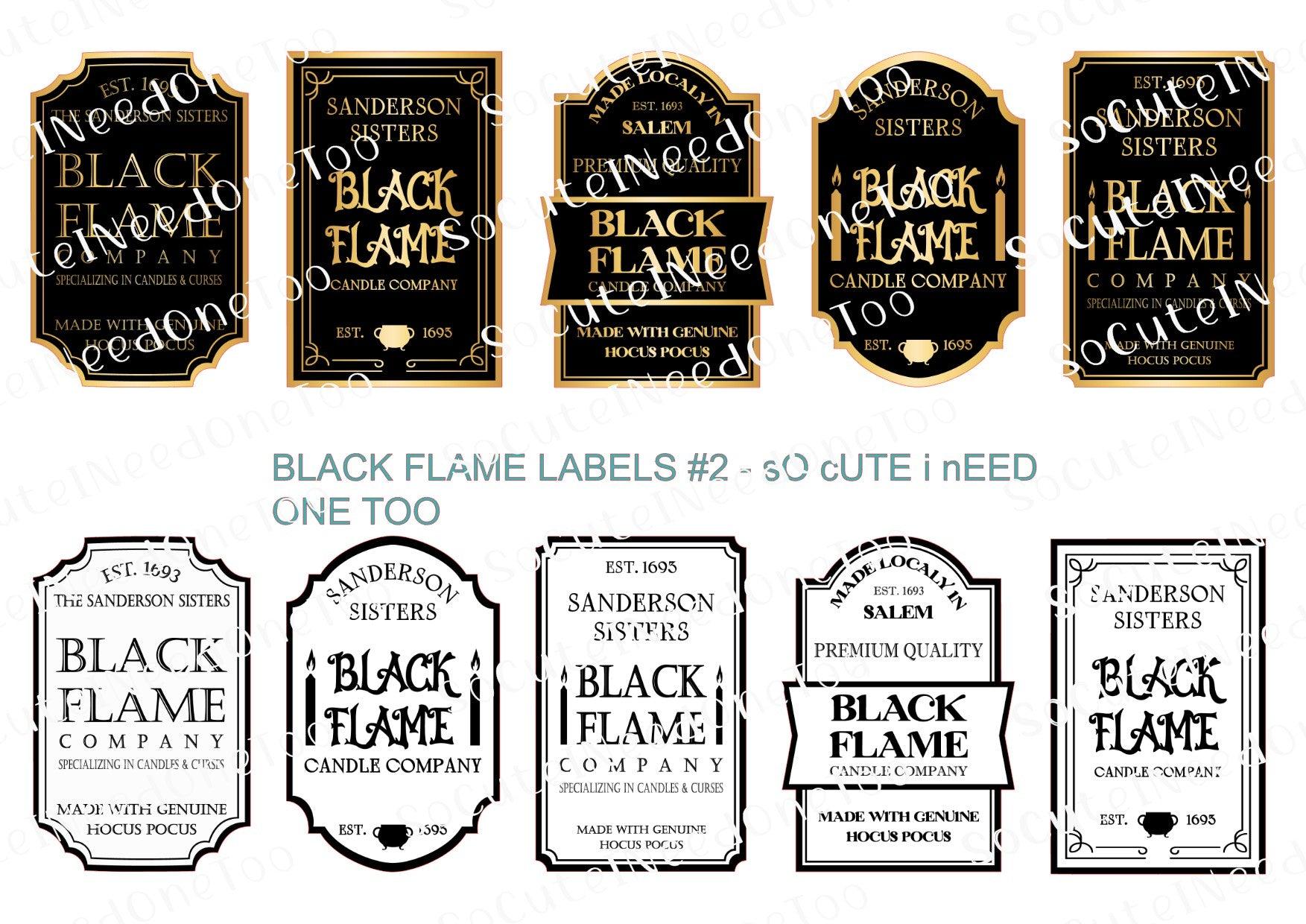 Black Flame Labels #2 Waterslide Decals - SoCuteINeedOneToo