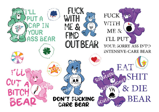 Care Bears (ADULT THEME) Waterslide Decals - SoCuteINeedOneToo