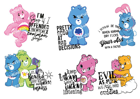 Care Bears - RUDE #2 Waterslide Decals - SoCuteINeedOneToo