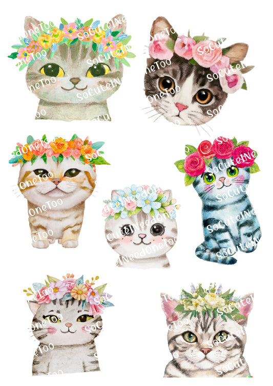 Cats with Flower Crowns Waterslide Decals - SoCuteINeedOneToo