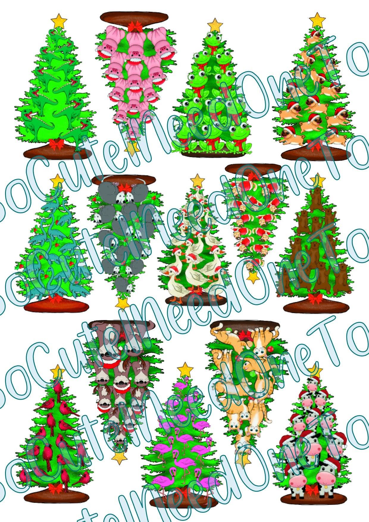 Christmas Animal Tree Waterslide Paper - SoCuteINeedOneToo
