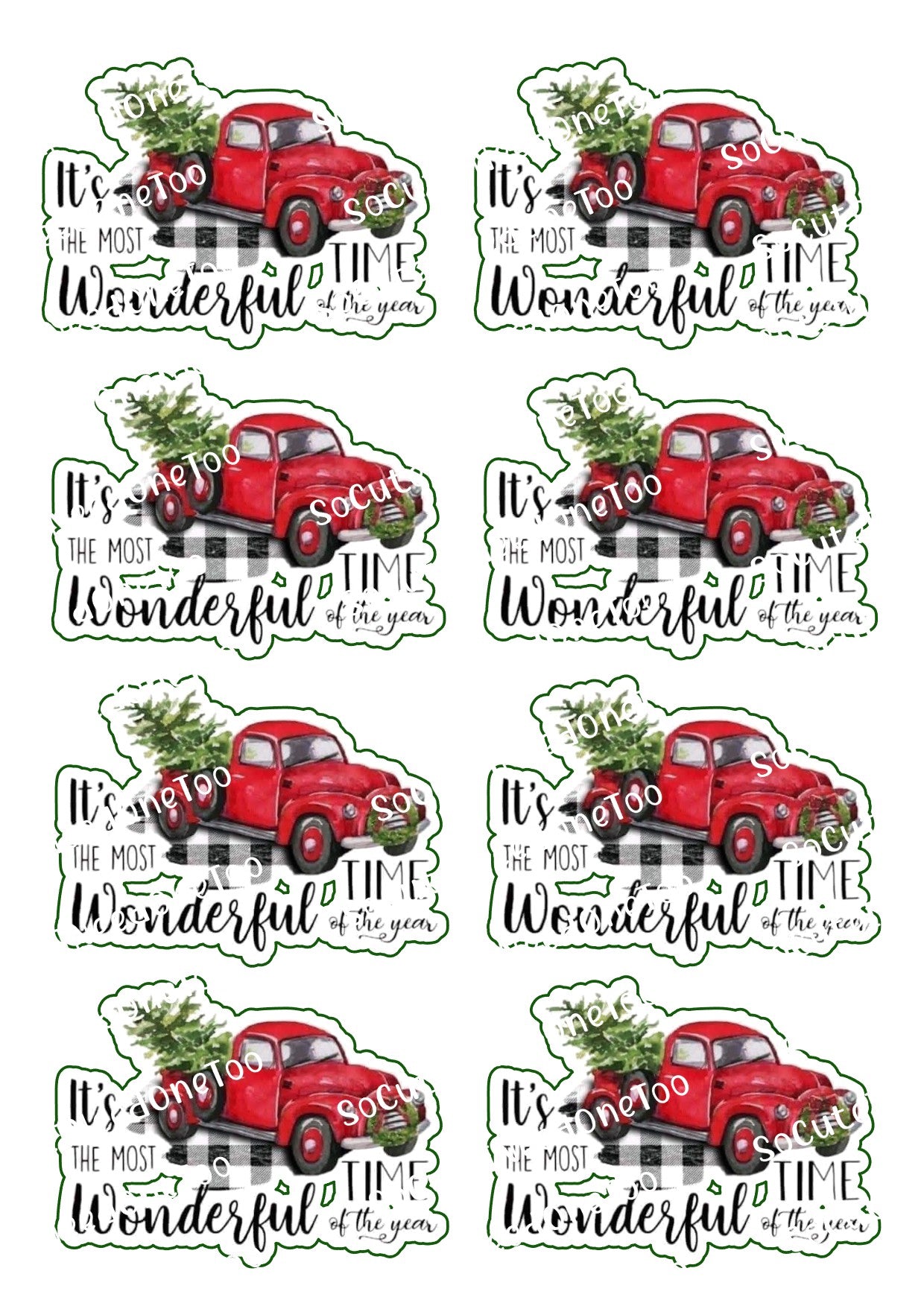 christmas-it-s-the-most-beautiful-time-green boarder-waterslide-decals 