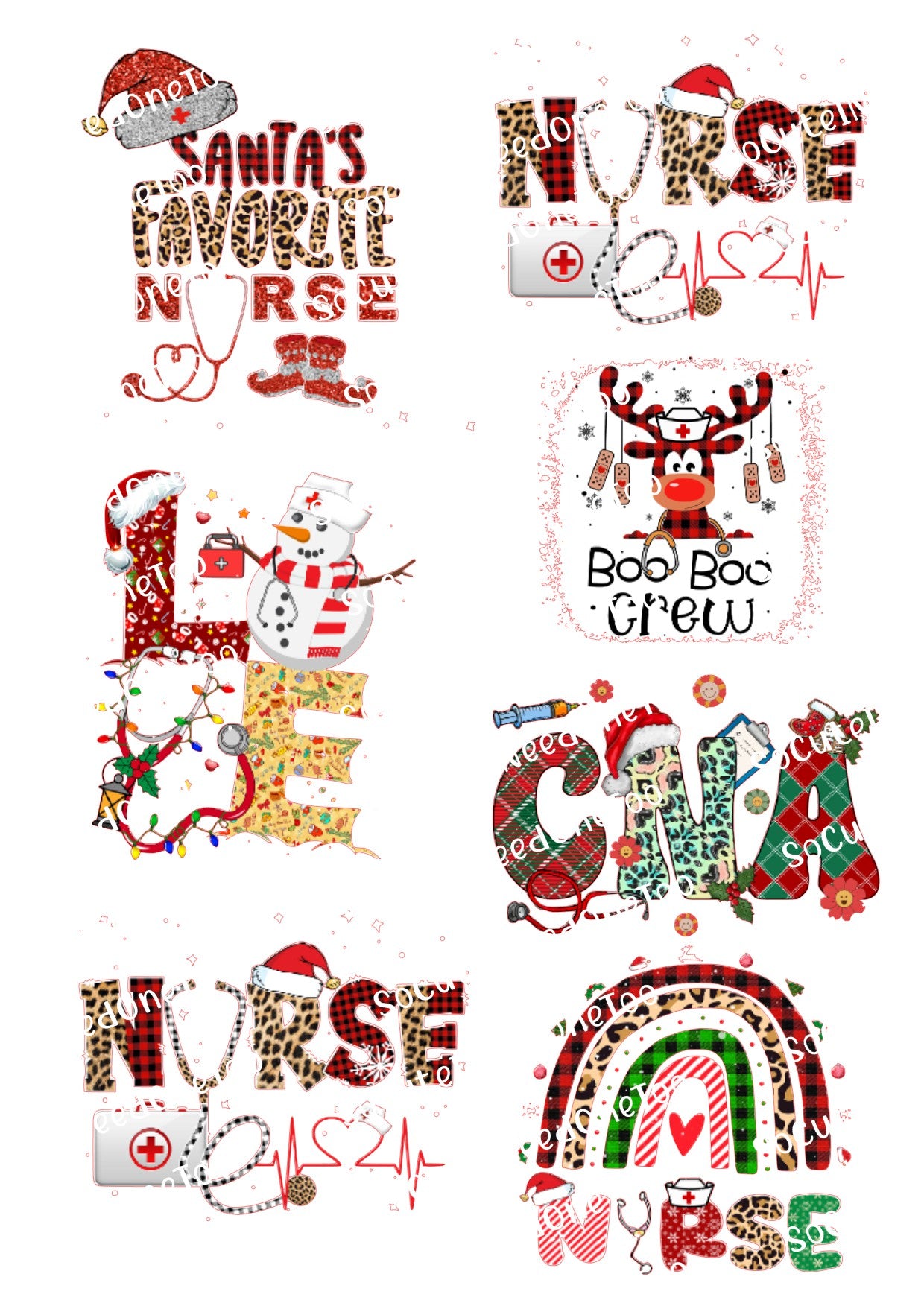 Christmas - Nurse #1 Waterslide Decals - SoCuteINeedOneToo