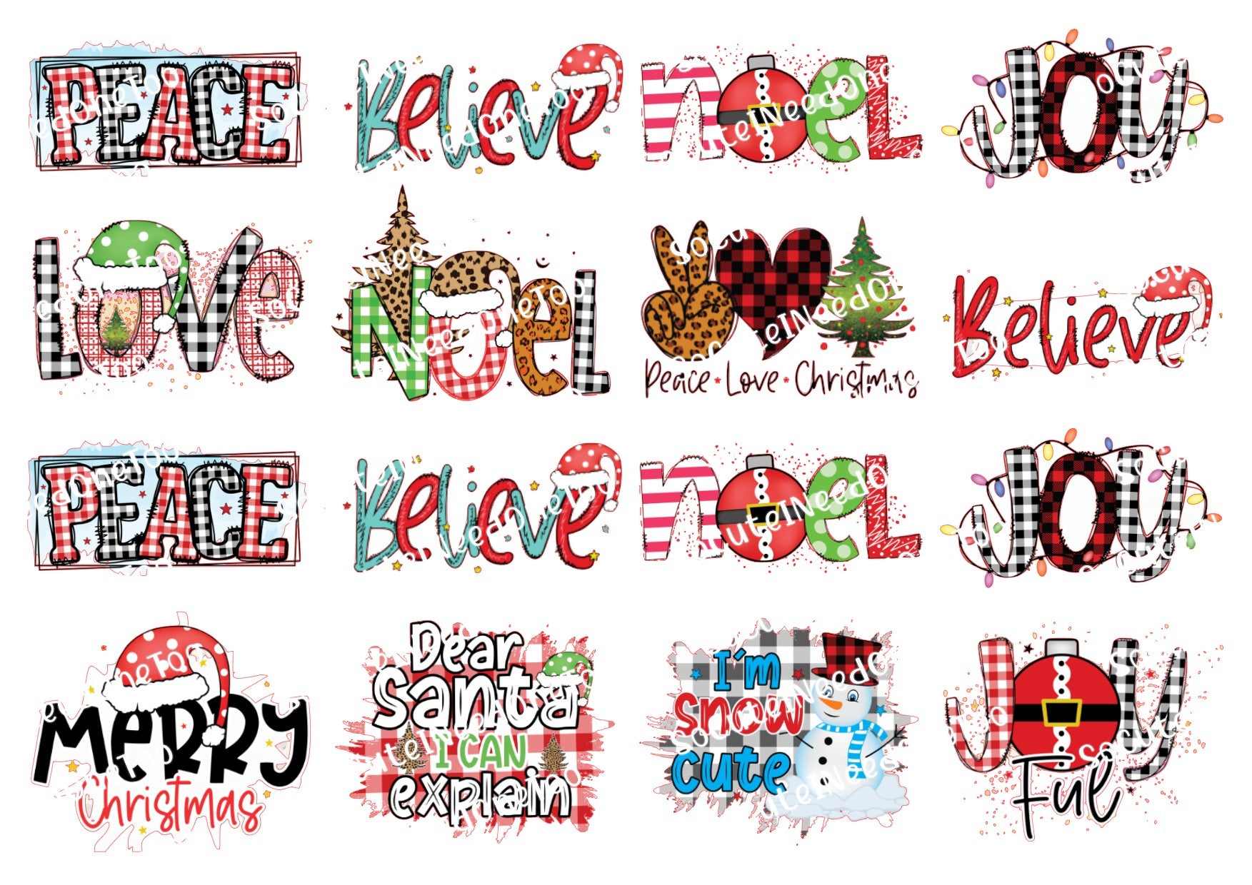 Christmas - PEACE Waterslide Decals - SoCuteINeedOneToo