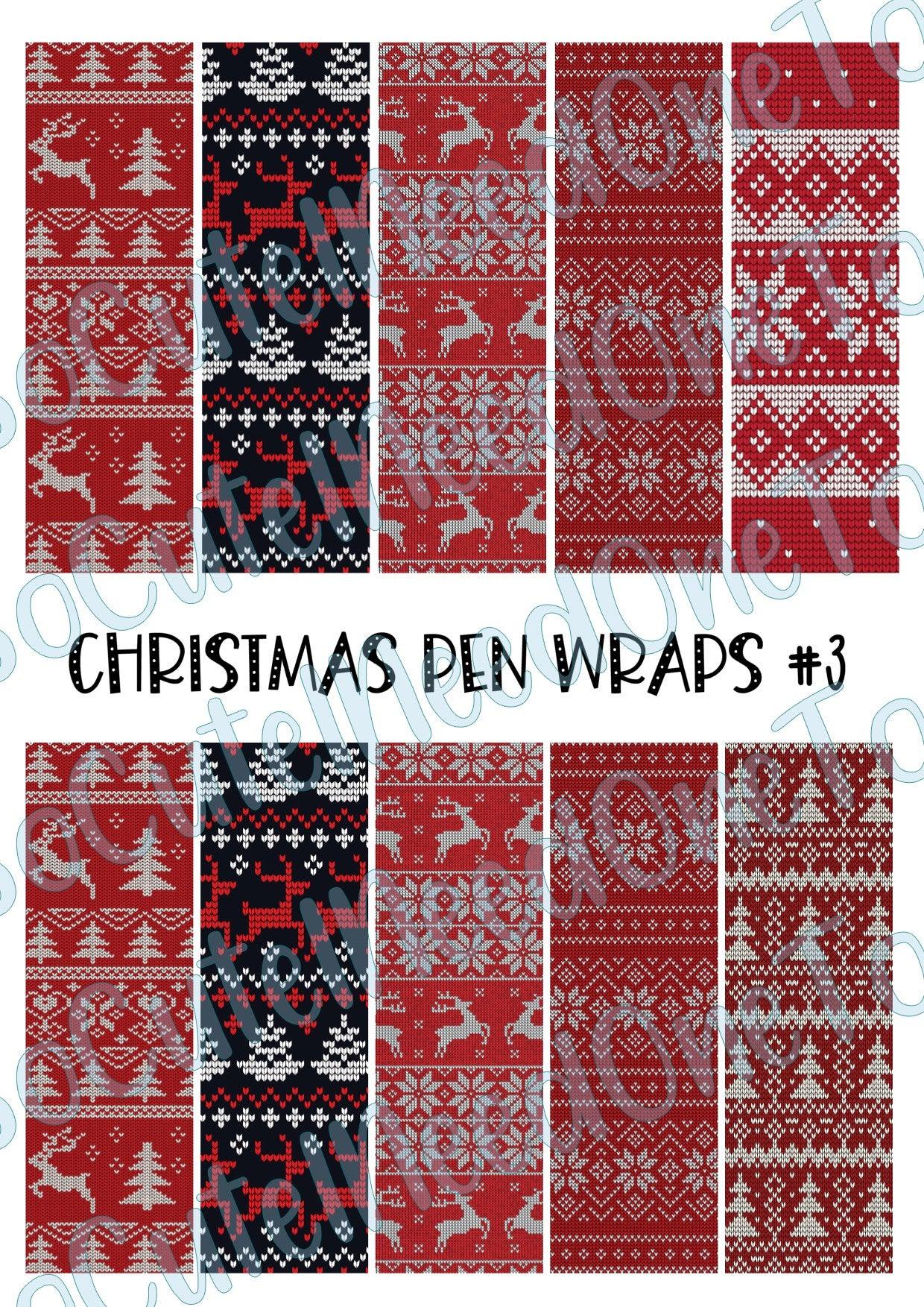 Christmas Pen Wraps #3 on Clear/White Waterslide Paper Ready To Use - SoCuteINeedOneToo