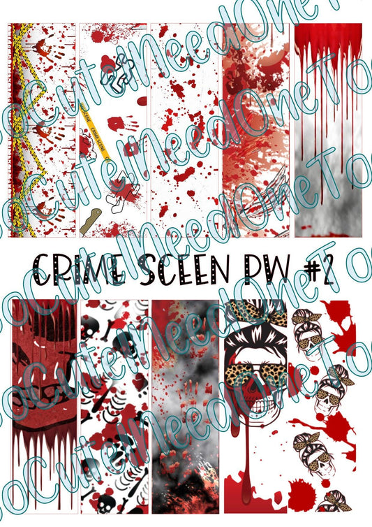 Crime Scene PW #2 - Clear/White Waterslide Paper Ready To Use - SoCuteINeedOneToo