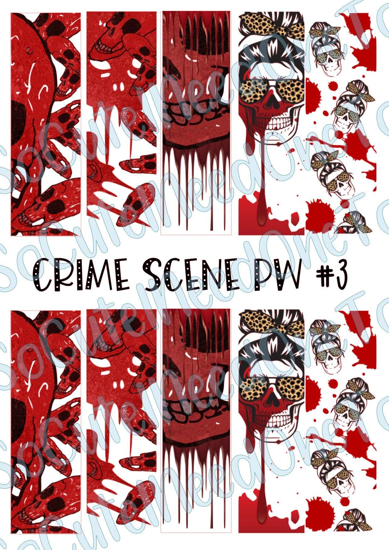 Crime Scene PW #3 - Clear/White Waterslide Paper Ready To Use - SoCuteINeedOneToo