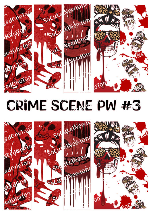 Crime Scene PW #3 - Clear/White Waterslide Paper Ready To Use - SoCuteINeedOneToo